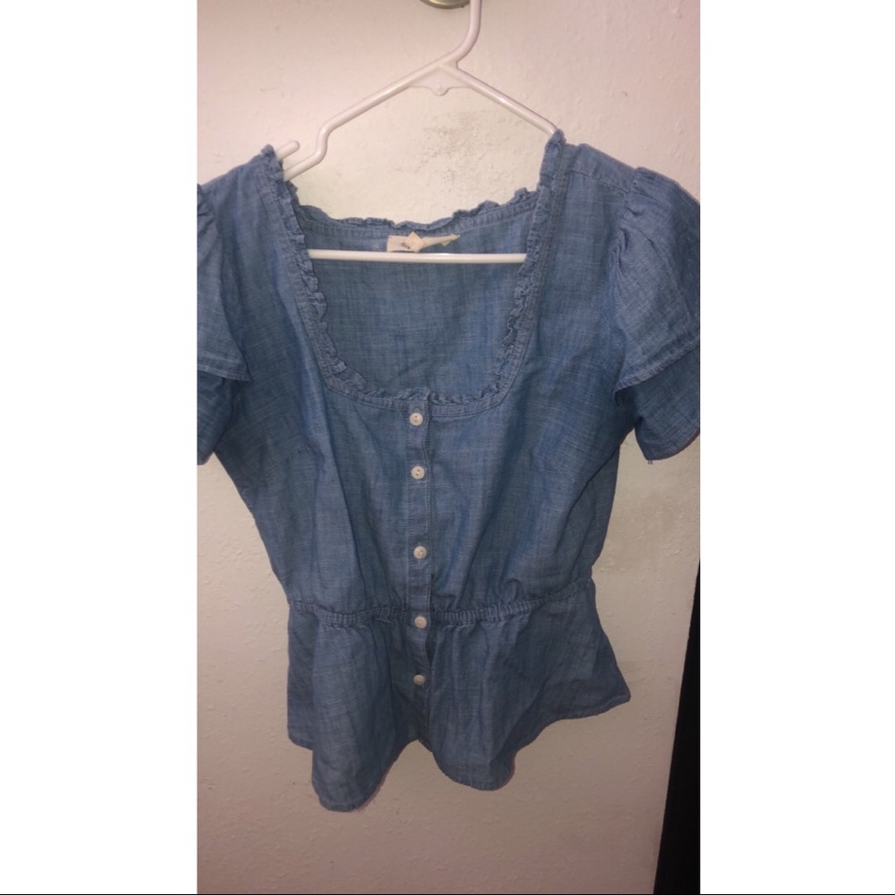 Madewell Denim Ruffle Top